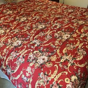 Vintage Ralph Lauren Danielle Marseilles KING Comforter Red Floral Made in USA